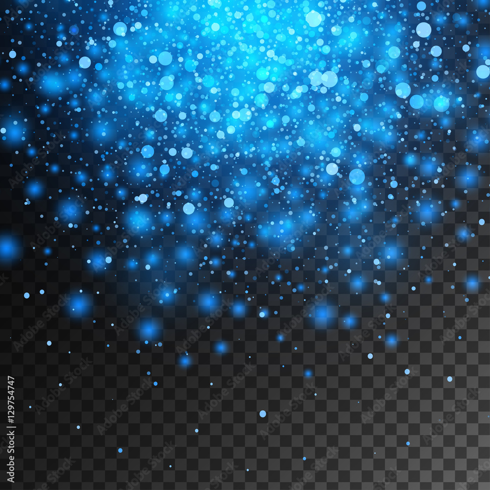 Fototapeta premium Vector magic blue glow light effect isolated on transparent background. Christmas design element. Star burst with sparkles