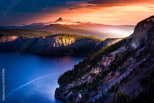 Mt Thielsen Covered in Clouds at Sunrise Oregon Landscape