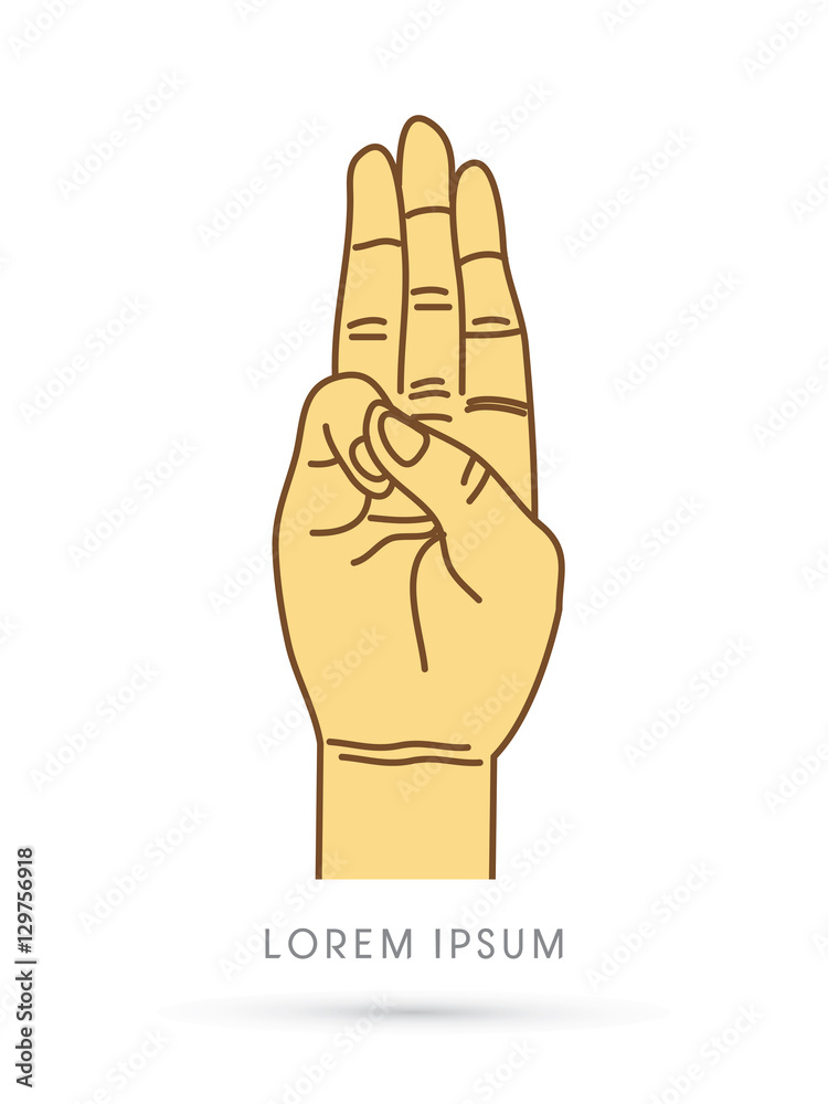 Tree fingers, hand language, Scout honor hand gesture graphic vector