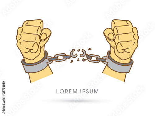 Broken handcuffs graphic vector