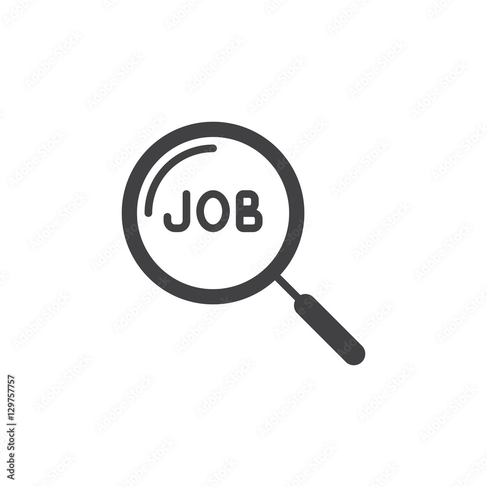 Job search icon vector, filled flat sign, solid pictogram isolated on white, logo illustration Job search icon vector, filled flat sign, solid pictogram isolated on white, logo illustration