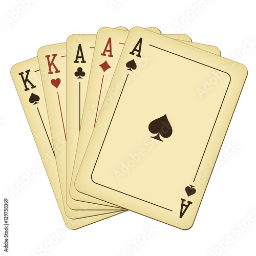 Full house - vintage playing cards vector illustration