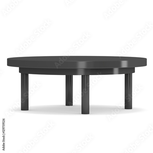 Black Round Table. 3D render isolated on white. Platform or Stand Illustration. Template for Object Presentation.