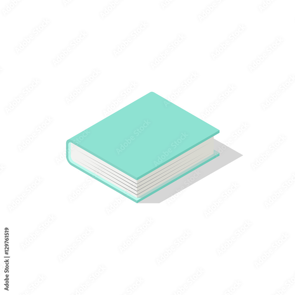 Vector illustration isometric book icon in flat design style isolated on white background.