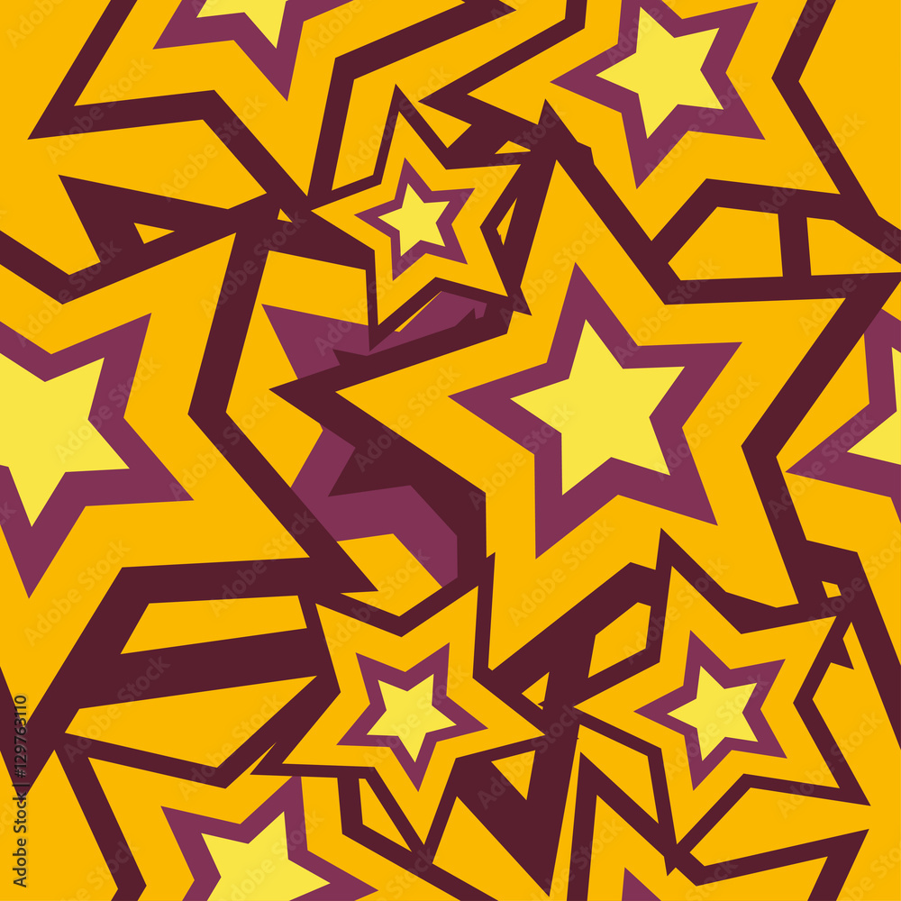 Seamless vector background with decorative stars. Print. Cloth design, wallpaper.