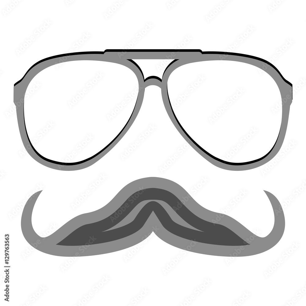 Hipster nerd glasses and stylish mustache isolated on white. Creative design template vector illustration Hipster nerd glasses and stylish mustache isolated on white. Creative design template vector illustration