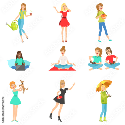 Women And Girls Different Lifestyle Activities Collection