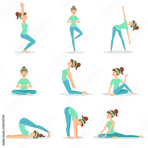 Girl In Blue Training Clothes Demonstrating Yoga Asana