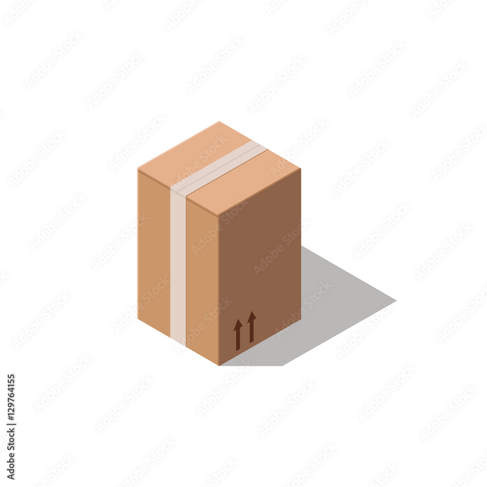 Fototapeta premium Closed cardboard box isolated on white background.