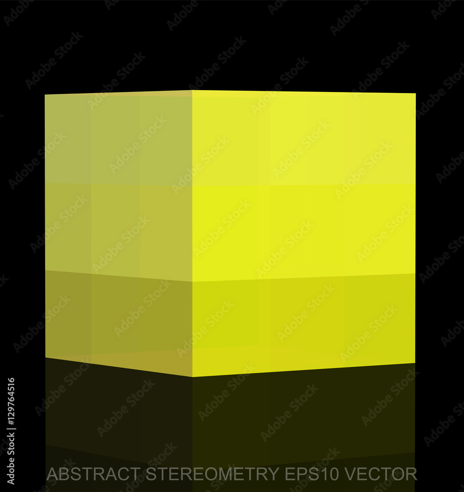 Abstract stereometry: low poly Yellow Cube. EPS 10, vector.
