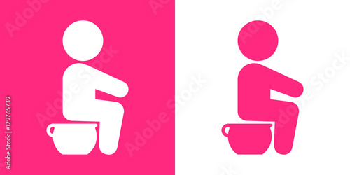 Icono plano bebé en orinal rosa y blanco