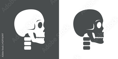 Icono plano craneo y cuello gris y blanco