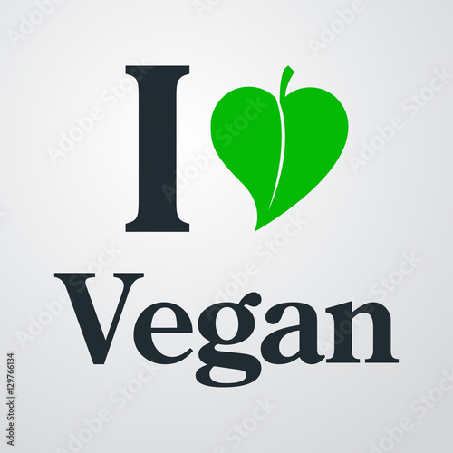 Icono plano i love Vegan en fondo degradado cuadrado