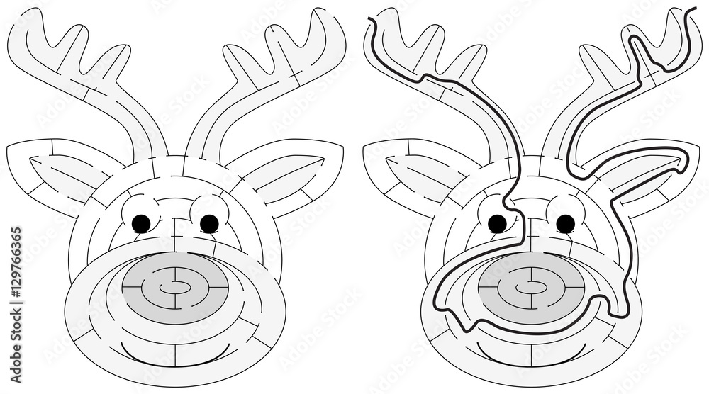 Easy reindeer maze Easy reindeer maze