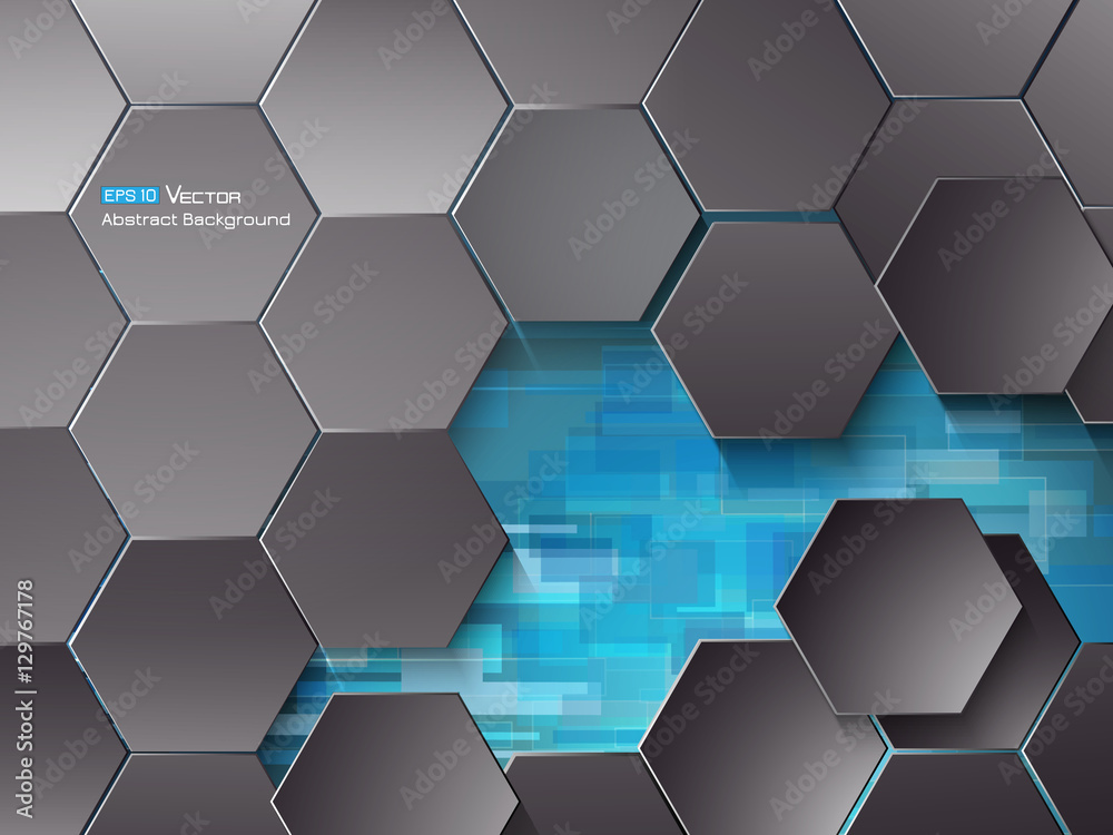 Hexagons and blue rectangles Hexagons and blue rectangles