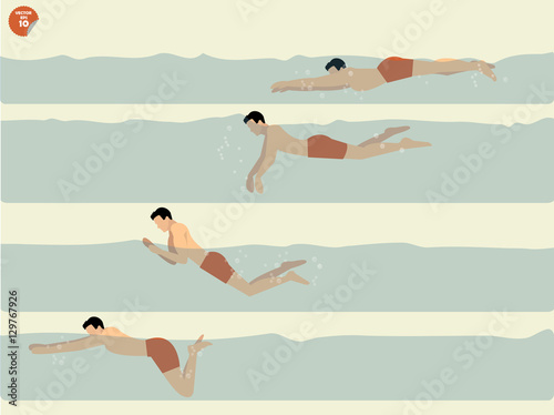 beautiful illustration vector of step to perform butterflystroke swimming, swimming design
