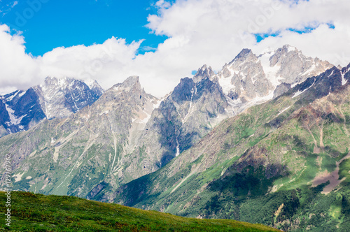 Rocky Caucasus Mountains landscape near Mestia in Svaneti  Georgia