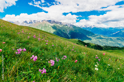 Rocky Caucasus Mountains landscape near Mestia in Svaneti, Georgia