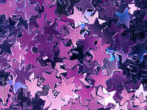 Violet stars, Christmas background, confetti