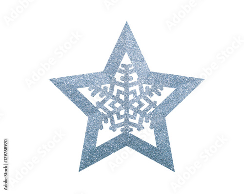 Silver Christmas star isolated on white background