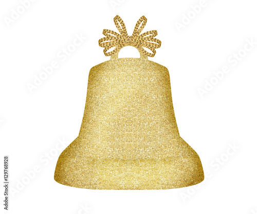 Golden Christmas bell isolated on white background