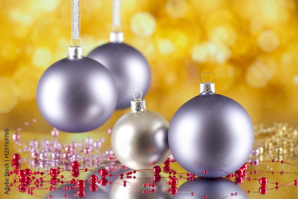 Christmas baubles on abstract bokeh background Christmas baubles on abstract bokeh background