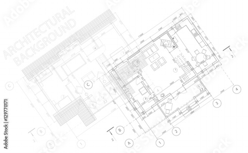 Abstract architectural background. Vector blueprint. Detailed floor plans suburban house.