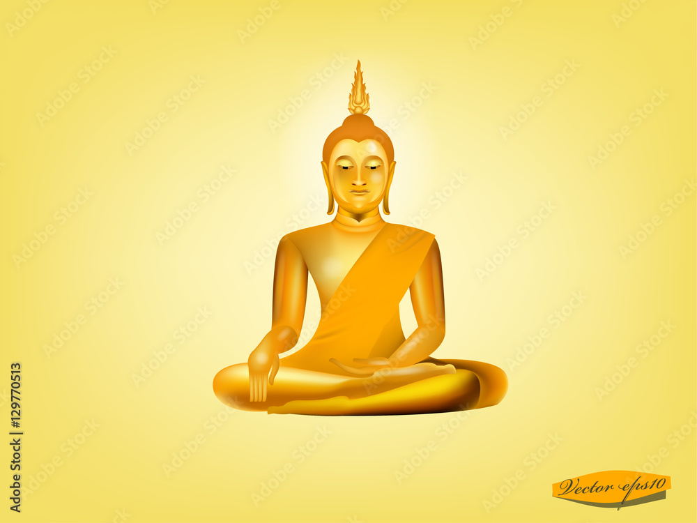 vector buddha on yellow background

