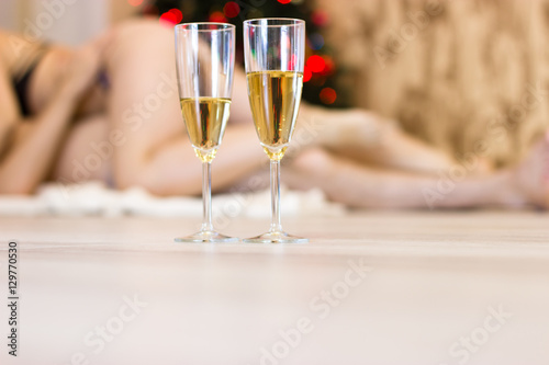 Sex after a Christmas party, quick sex concept.