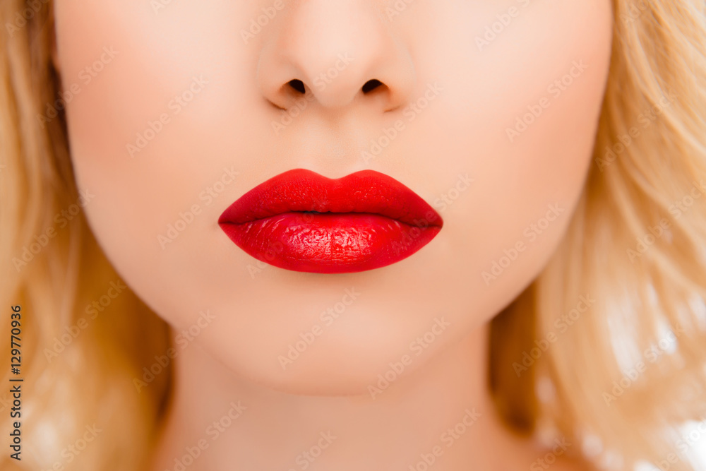 Close up of big sexy woman's red lips Close up of big sexy woman's red lips