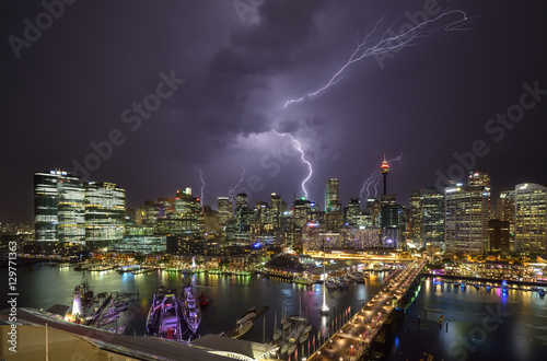 SYDNEY, AUSTRALIA - December 8, 2016 : Thunderstorm of Darling H