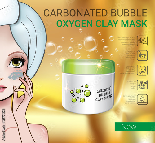 Vector Illustration with Manga style girl and carbonated bubble mask