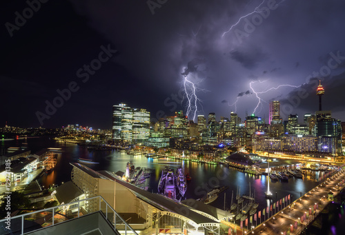 SYDNEY, AUSTRALIA - December 8, 2016 : Thunderstom of Darling Ha photo