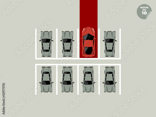 vip concept, super car parking lot with red carpet
