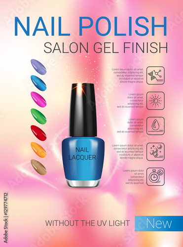 Vector Illustration with nail polish in glass bottle.