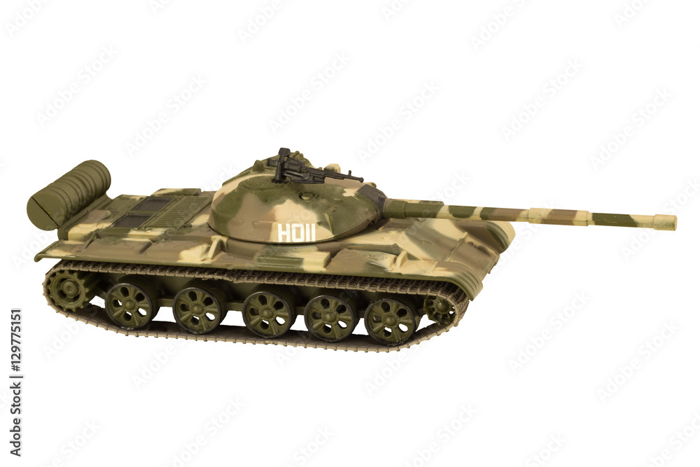 Image of a military tank with cannon isolated on white background