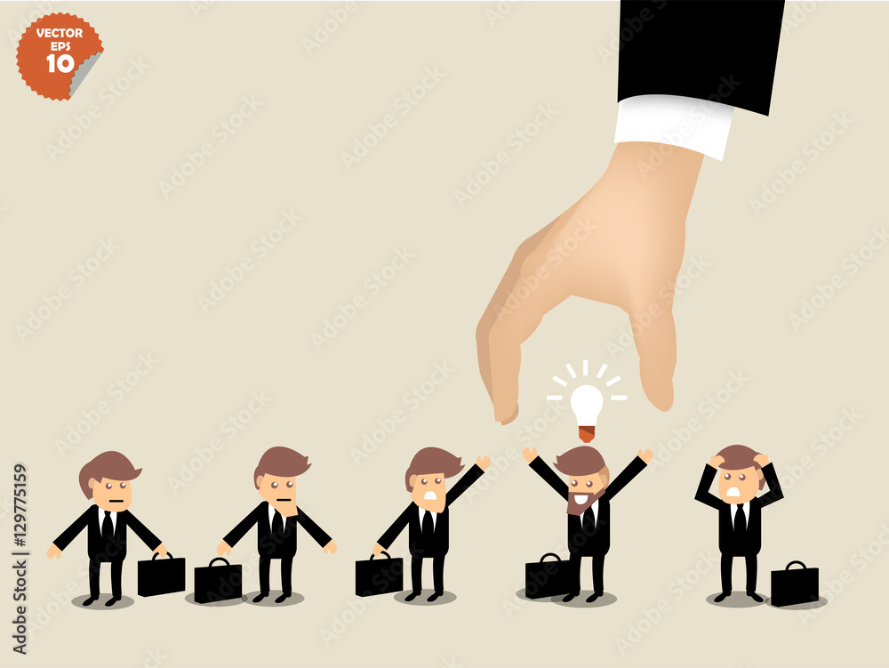 recruitment concept, business man choosing worker who has idea from group of business people.
recruitment concept, business man choosing worker who has idea from group of business people.