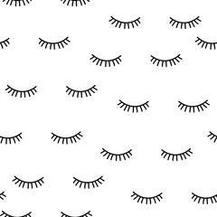 Fototapete Augenmuster Geschlossene Augen mit Wimpern Skizze  © vracovska