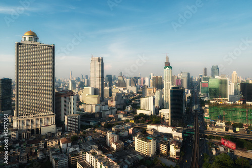 Aerial view of Bangkok modern office buildings in Bangkok city 