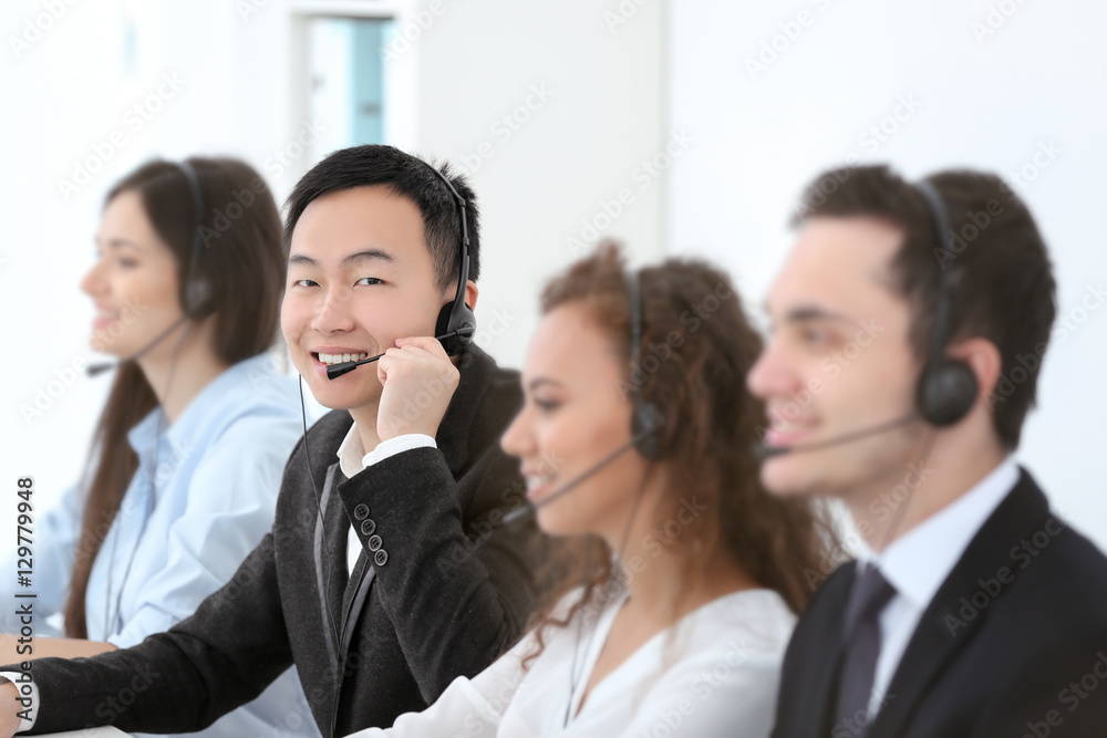 Call center operators at work Call center operators at work