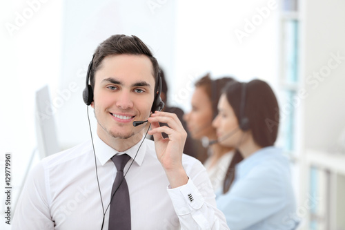Male call center operator w...