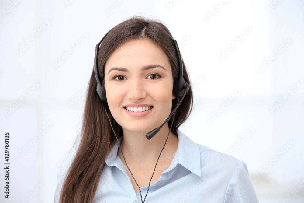 Call center operator in office Call center operator in office