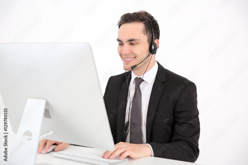 Call center operator in office Call center operator in office