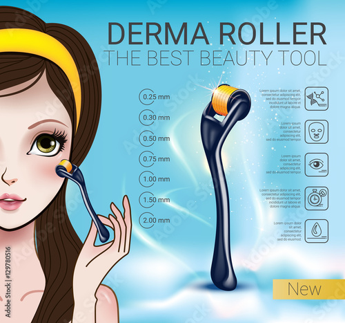 Vector Illustration with Manga style girl and derma roller.