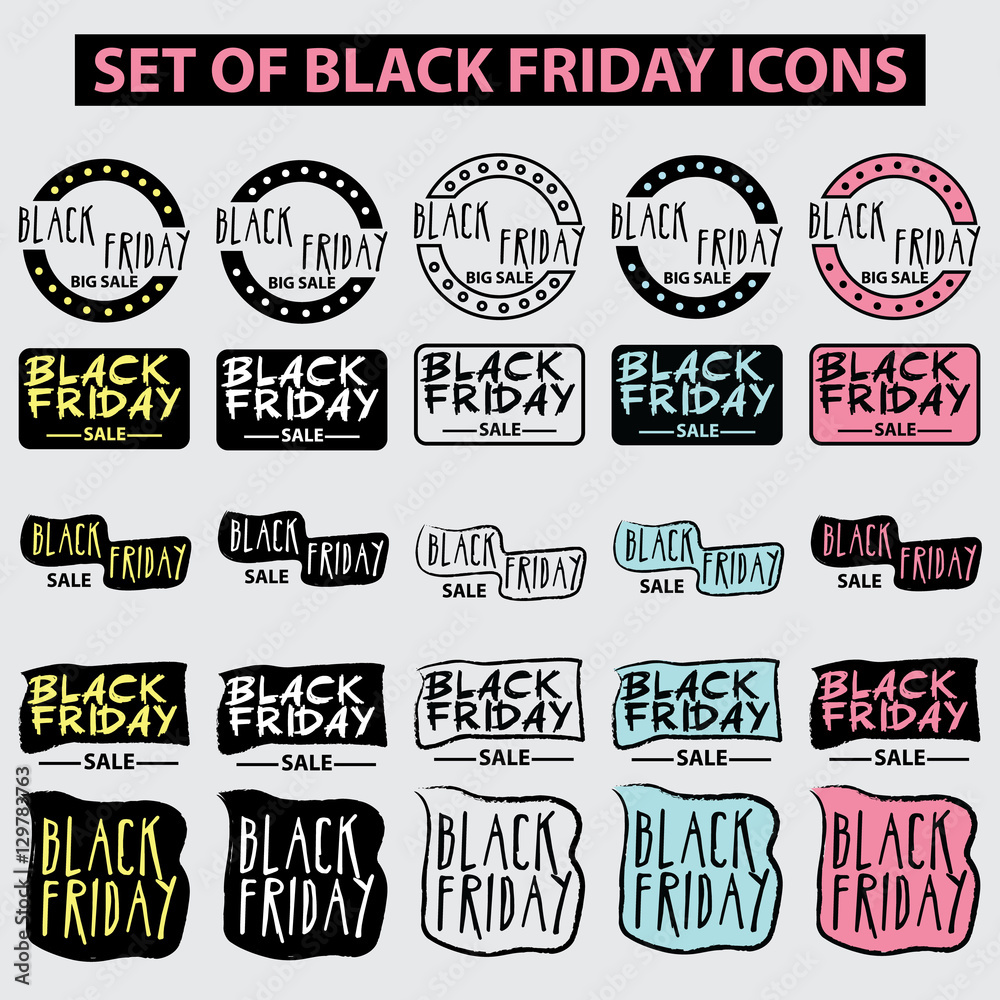 set of black friday sale icons. vector illustration