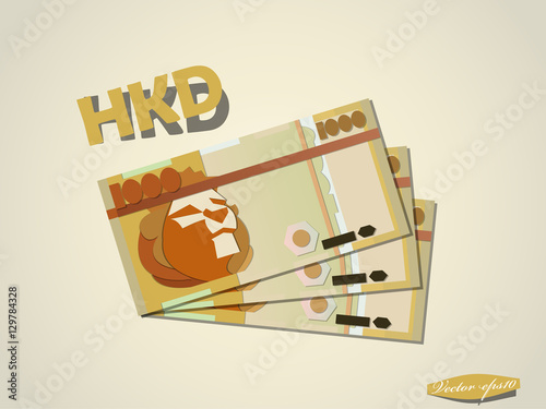 hong kong dollar money paper minimal vector graphic design

