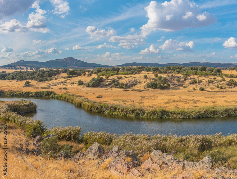 Evening view of the River Guadiana, Extremadura, Spain
