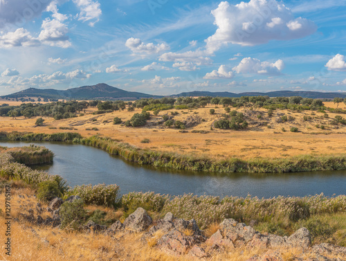 Evening view of the River Guadiana, Extremadura, Spain