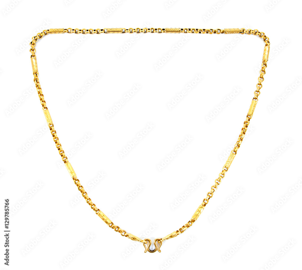gold necklace isolated on white background.Thailand gold necklac gold necklace isolated on white background.Thailand gold necklac