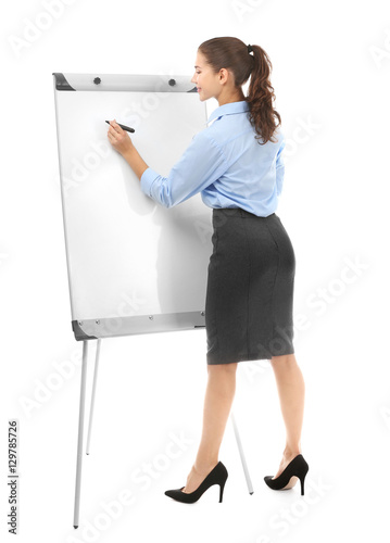 Young businesswoman with fl...